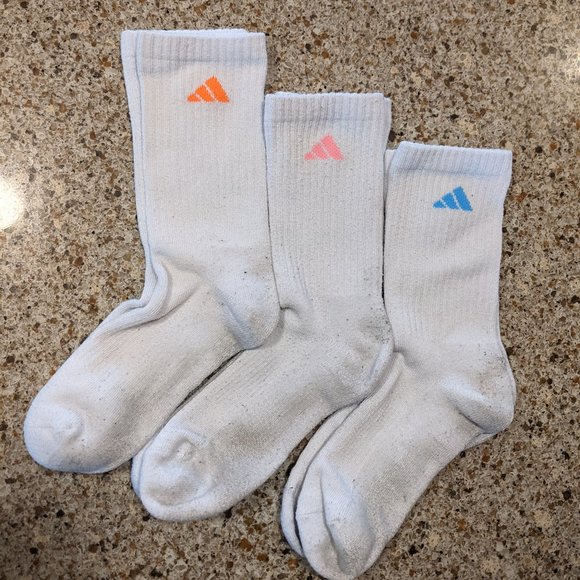3 Pairs Adidas Cushioned Calf Socks with Neon Logo - Picture 1 of 2